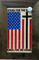 American Flag Hidden Gun Storage Cabinet - Stand For The Flag, Kneel For The Cross Concealed Gun Storage