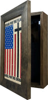 American Flag Hidden Gun Storage Cabinet - Stand For The Flag, Kneel For The Cross Concealed Gun Storage