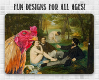 The Luncheon on the Grass Painting - Interrupted by Rooster - Metal Sign