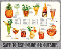 Tiki Tropical Drink Menu - Metal Sign