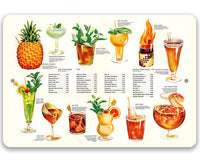 Tiki Tropical Drink Menu - Metal Sign