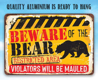 Tin - Beware Bear - Metal Sign
