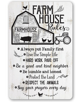 Farmhouse Rules - Metal Sign