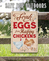 Fresh Eggs From Happy Chickens - Metal Sign