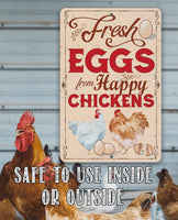 Fresh Eggs From Happy Chickens - Metal Sign
