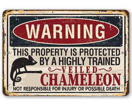 Warning Property Chameleon - Metal Sign