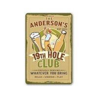 Personalized - 19th Hole Club Golf - Metal Sign