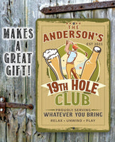 Personalized - 19th Hole Club Golf - Metal Sign