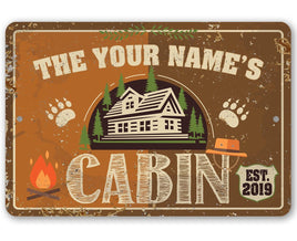 Personalized - Family Cabin - Metal Sign