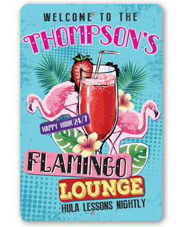 Personalized - Flamingo Lounge - Metal Sign
