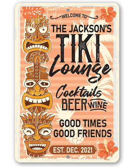 Personalized - Tiki Lounge - Metal Sign