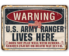Warning US Army Ranger - Metal Sign