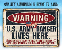 Warning US Army Ranger - Metal Sign