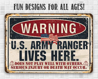 Warning US Army Ranger - Metal Sign