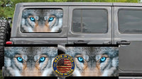 Wolf eyes Rear quarter window see through graphic.